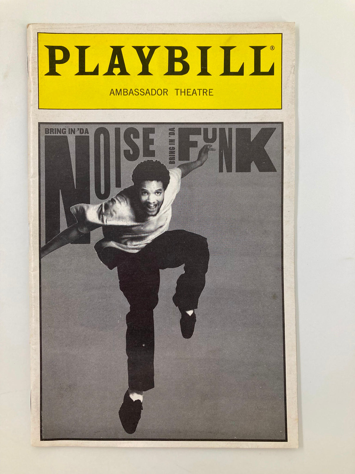 1997 Playbill for Bring In 'Da Noise, Bring In 'Da Funk, featured at the Ambassador Theatre, showcasing vibrant dance and music heritage.