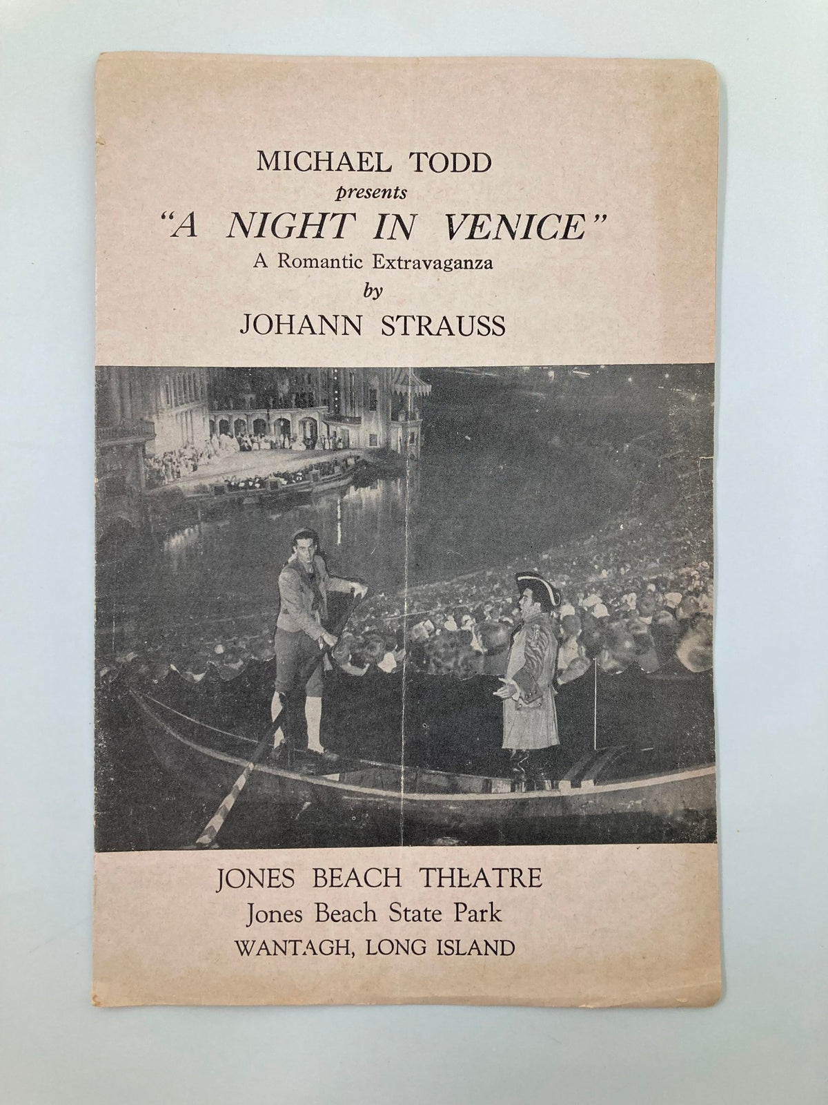 1929 Jones Beach Theatre Michael Todd A Night in Venice playbill featuring a detailed cover illustration from the theatrical performance.