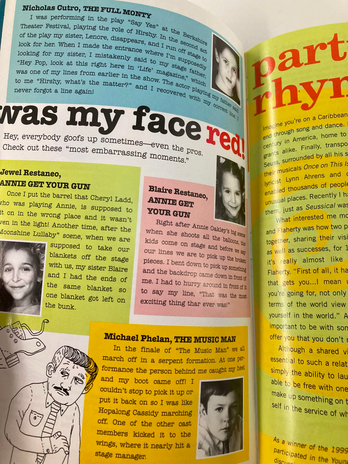 Another inside page of 2001 Playbill Kids' Night On Broadway showcasing personal stories and faces of young performers in theater.