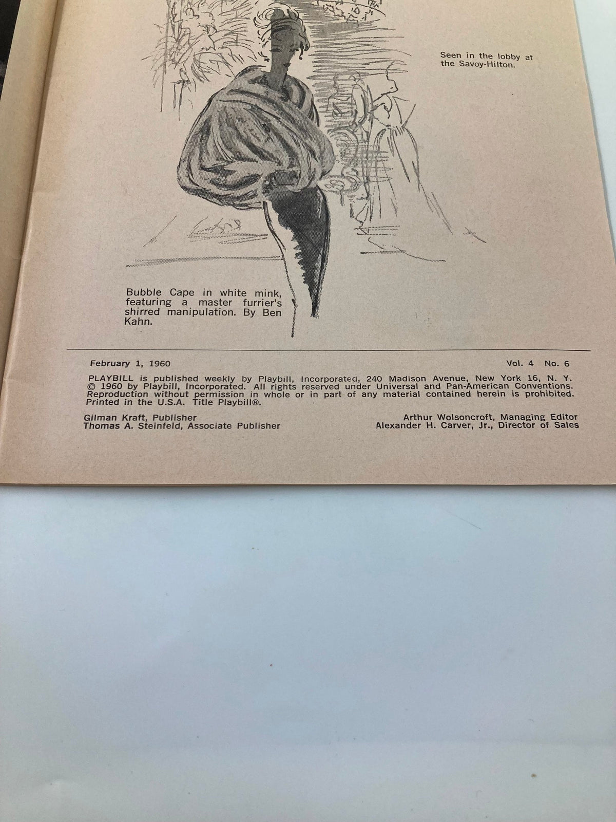 Back page of the 1960 Playbill for The Marriage-Go-Round, featuring an advertisement and artistic illustration, reflecting the theatrical heritage of the era.