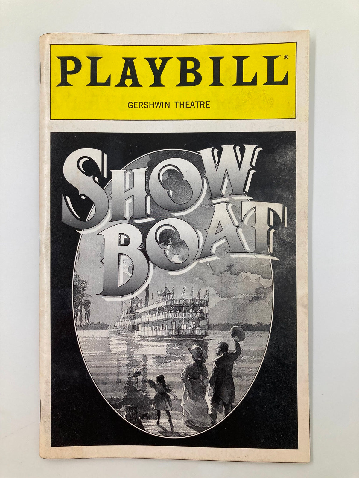 1995 Playbill for Show Boat at the Gershwin Theatre featuring the title artwork with silhouettes of performers.