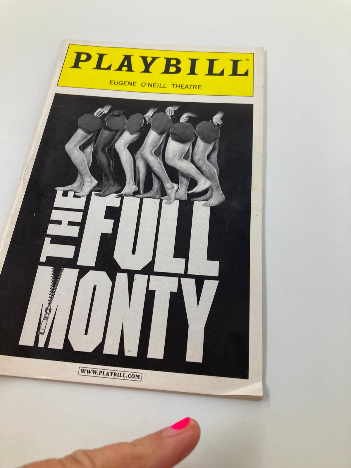2002 Playbill for The Full Monty at Eugene O'Neill Theatre showcasing a dynamic cover with silhouettes of performers dancing.