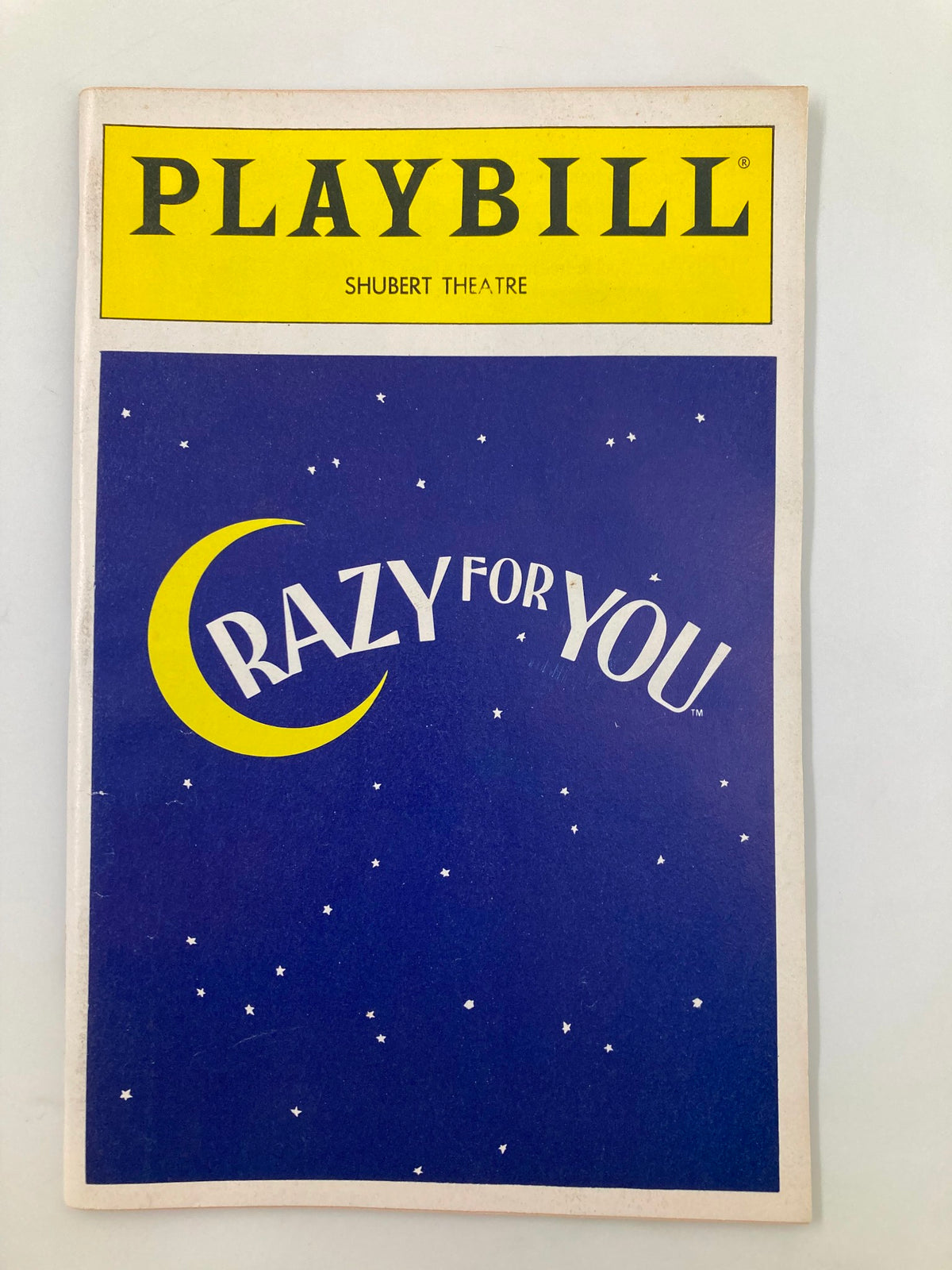 1992 Playbill for Crazy For You at Sam S. Shubert Theatre, featuring a starry night design.