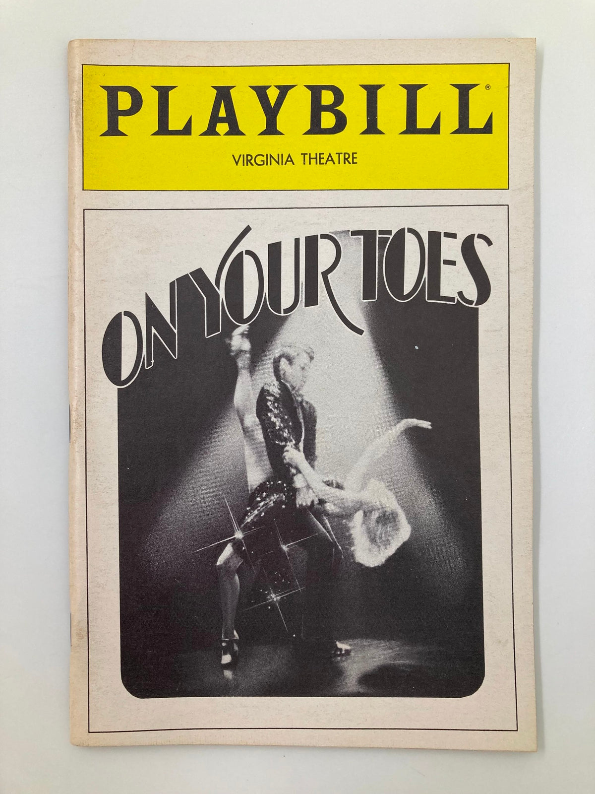 1983 Playbill from the Virginia Theatre for 'On Your Toes,' featuring a classic black and white cover design with a dancer in motion.