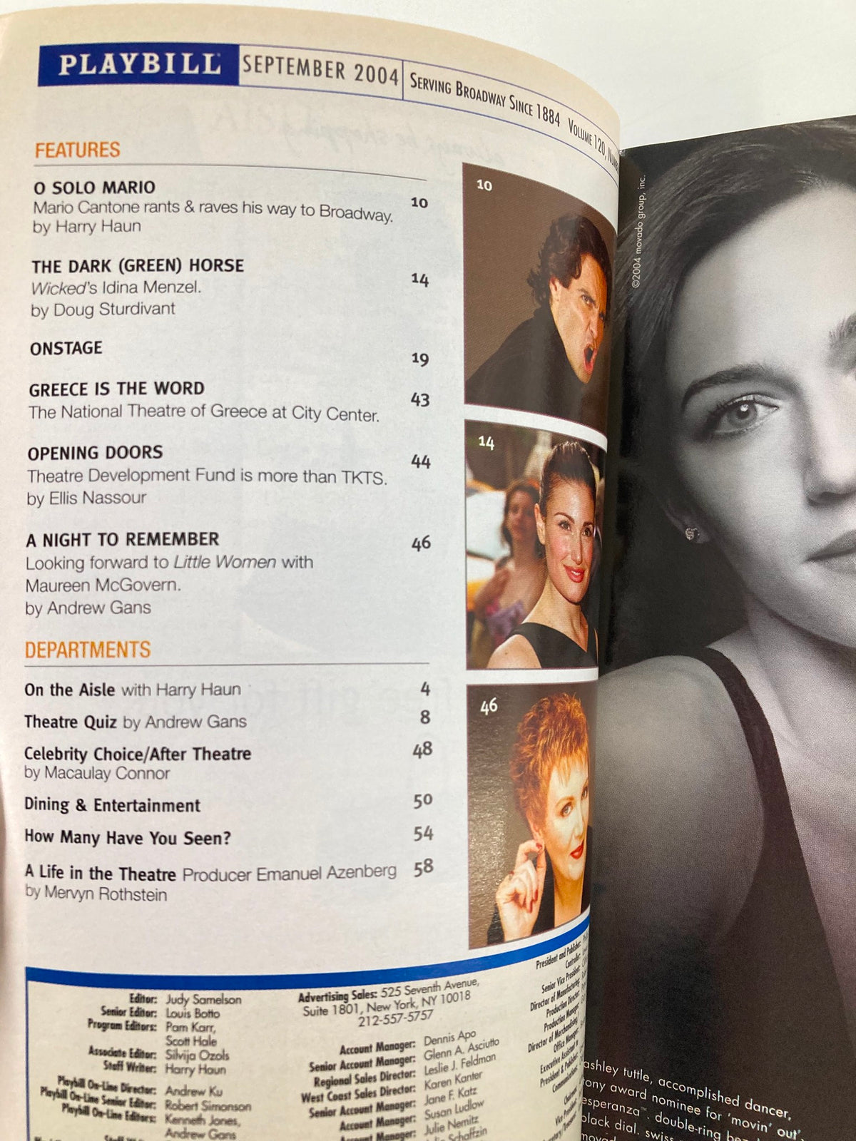 2004 Playbill The Frogs showcasing the September 2004 contents, including articles and features related to Broadway productions.