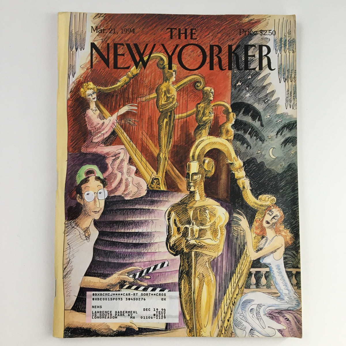 Cover of The New Yorker magazine dated March 21, 1994, featuring artwork by Edward Sorel, depicting a vibrant scene with iconic elements of humor and culture.