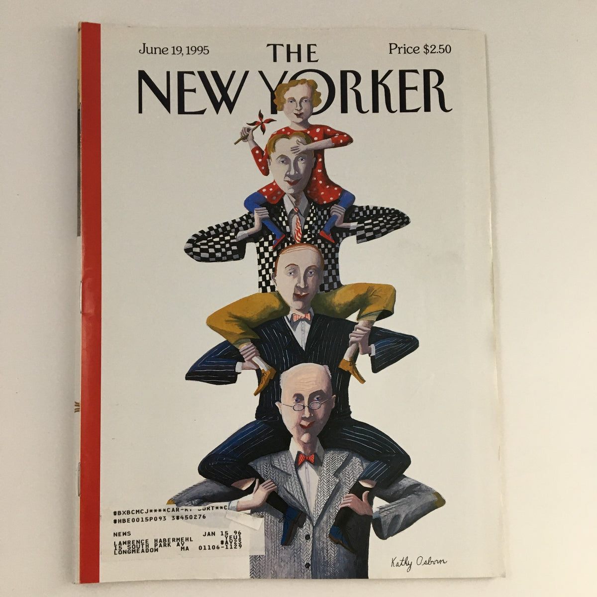 The New Yorker June 19 1995 Full Magazine Cover designed by Kathy Osborn, featuring a whimsical illustration of layered characters in a striking visual composition.