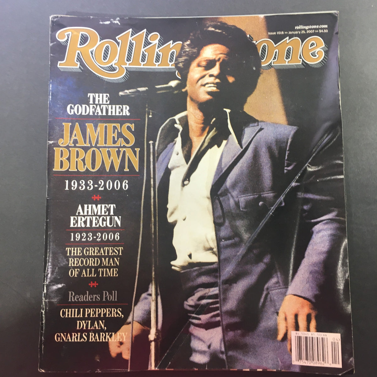 Cover of Rolling Stone Magazine Issue 1018 dated January 25, 2007, featuring a tribute to James Brown, 'The Godfather', with a photo of him performing.