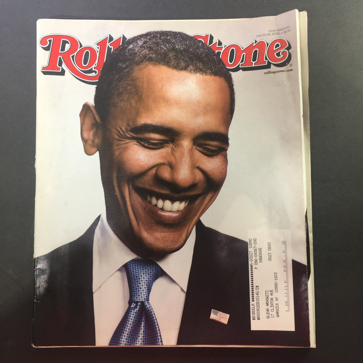 Cover of Rolling Stone Magazine Issue 1056/1057 featuring President Barack Obama, capturing a historic moment from July 10-24, 2008.