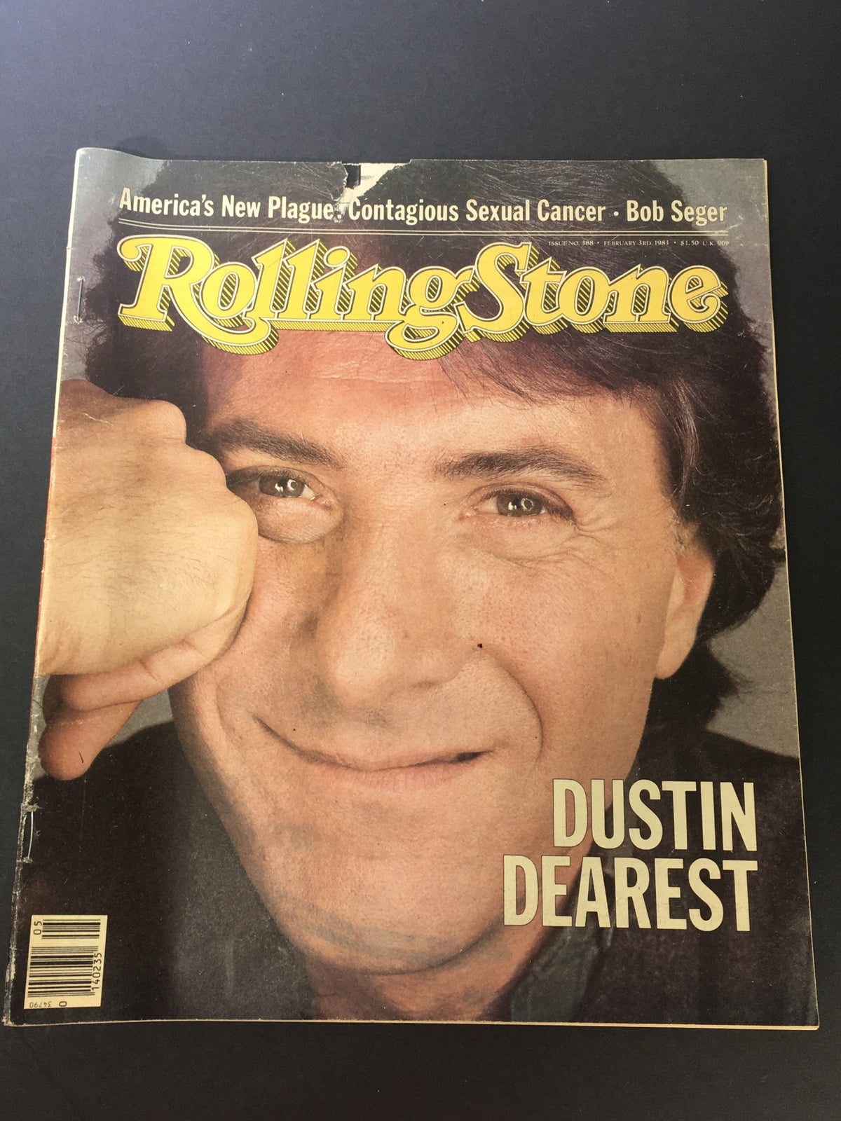 Vintage Rolling Stone Magazine February 3 1983 featuring Dustin Hoffman on the cover, showcasing the iconic actor with a thoughtful expression and classic magazine design.