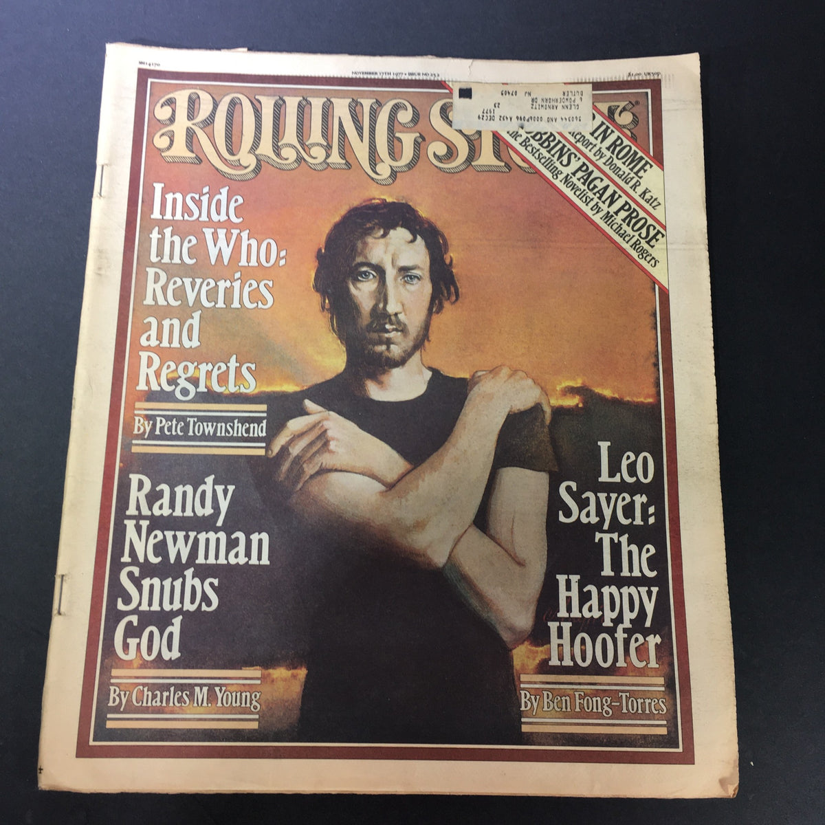 Cover of Rolling Stone Magazine dated November 17, 1977 featuring Randy Newman and Leo Sayer. The magazine showcases the title 'Inside the Who: Reveries and Regrets' by Pete Townshend, along with articles on Randy Newman and Leo Sayer. It highlights the essence of the late 1970s music scene, making it a valuable collectible.
