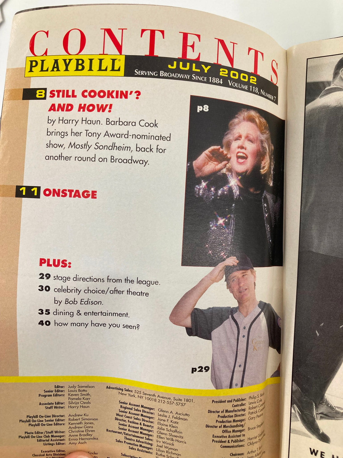2002 Playbill Hairspray Neil Simon Theatre featuring contents and articles from July 2002 issue.
