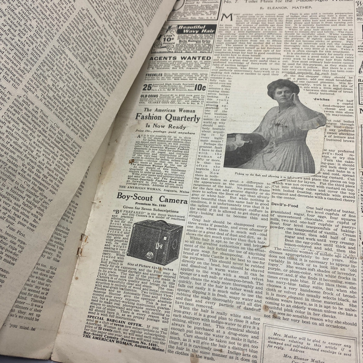 Another interior page of VTG The American Woman Magazine June 1916, showcasing a fashion article and vintage illustration.
