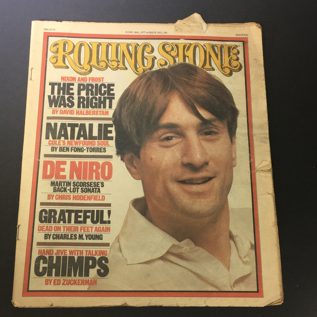 Cover of VTG Rolling Stone Magazine June 16 1977 featuring Robert De Niro and Natalie Cole, showcasing iconic vintage design with highlighted article titles.