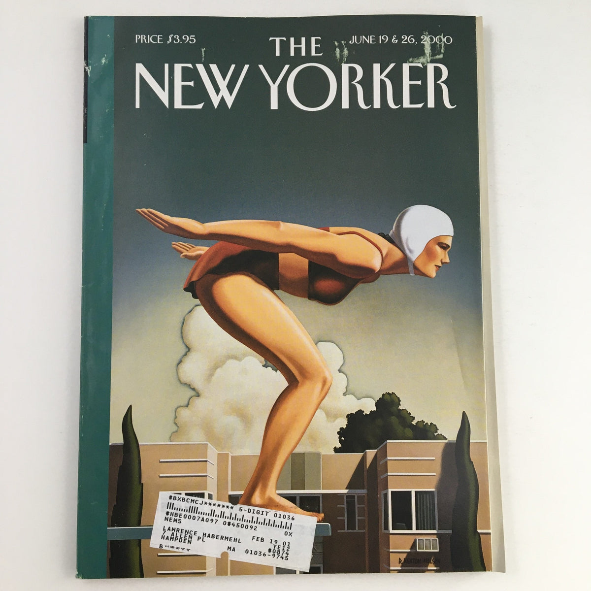 The New Yorker June 19 2000 magazine cover featuring stunning theme art by R. Kenton Nelson, depicting a swimmer in a poised dive against a vibrant backdrop.