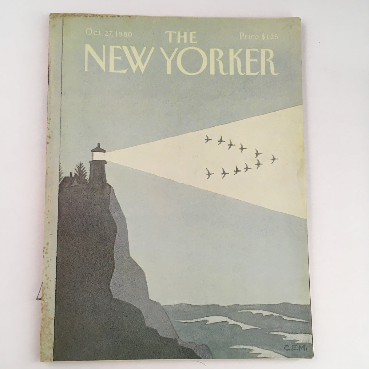 Cover of The New Yorker Magazine from October 27, 1980, featuring a theme art cover by Charles E. Martin depicting a lighthouse and birds in the sky.