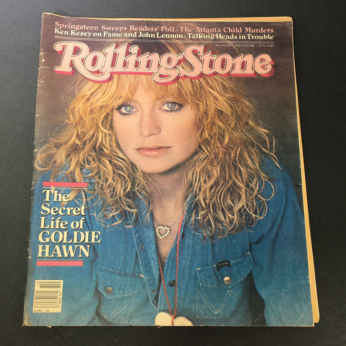 VTG Rolling Stone Magazine March 5 1981 featuring Goldie Hawn on the cover, showcasing her iconic look and style from the early 1980s.