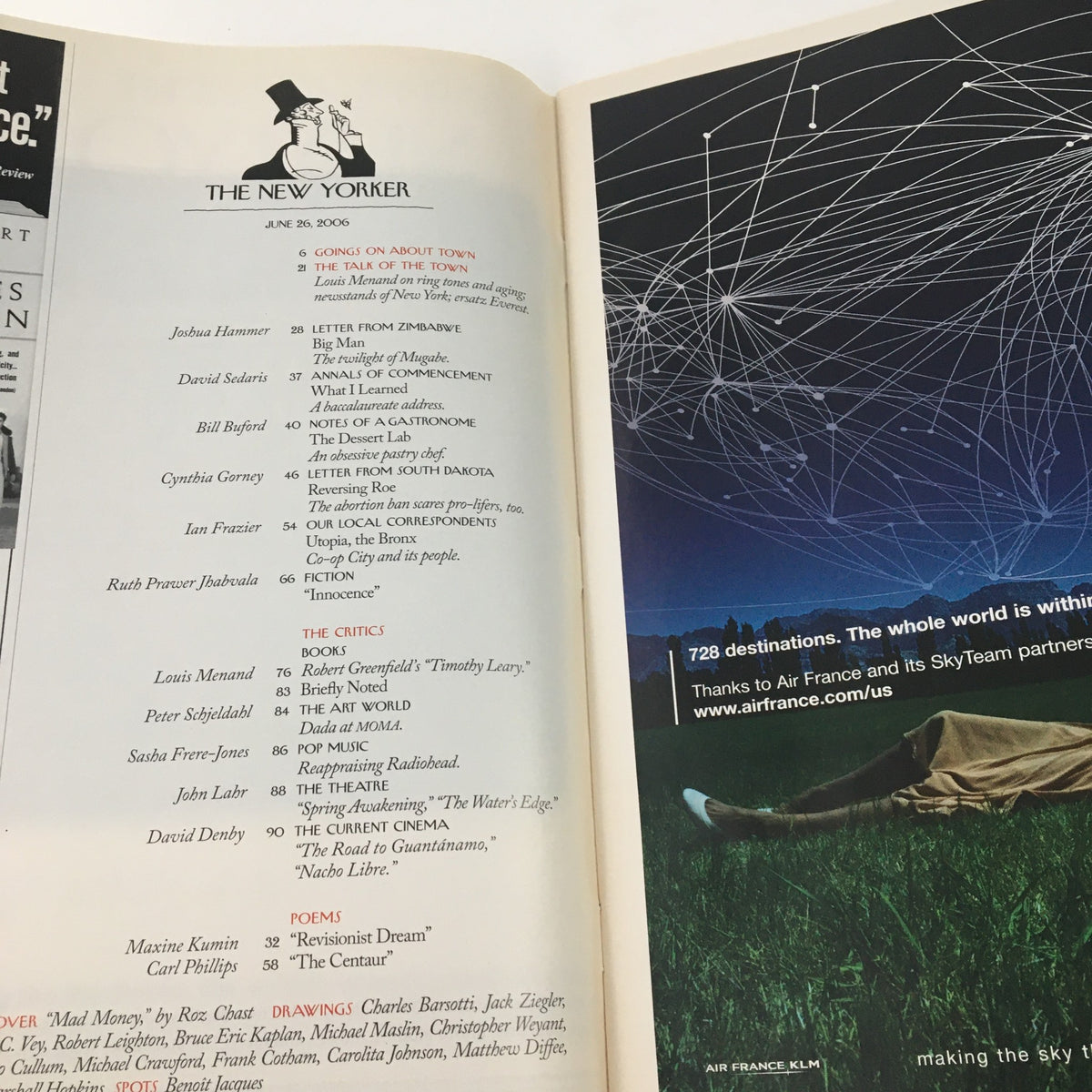 Interior page of The New Yorker magazine June 26, 2006, featuring content including an editorial by Roz Chast and a selection of articles and illustrations relevant to its time.