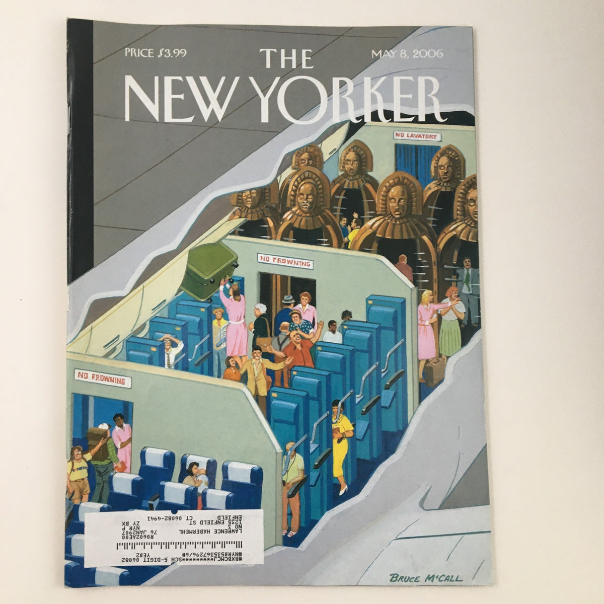 The New Yorker May 8 2006 Full Magazine Cover Art by Bruce McCall featuring imaginative illustration of people in an articulated setting with humorous elements.