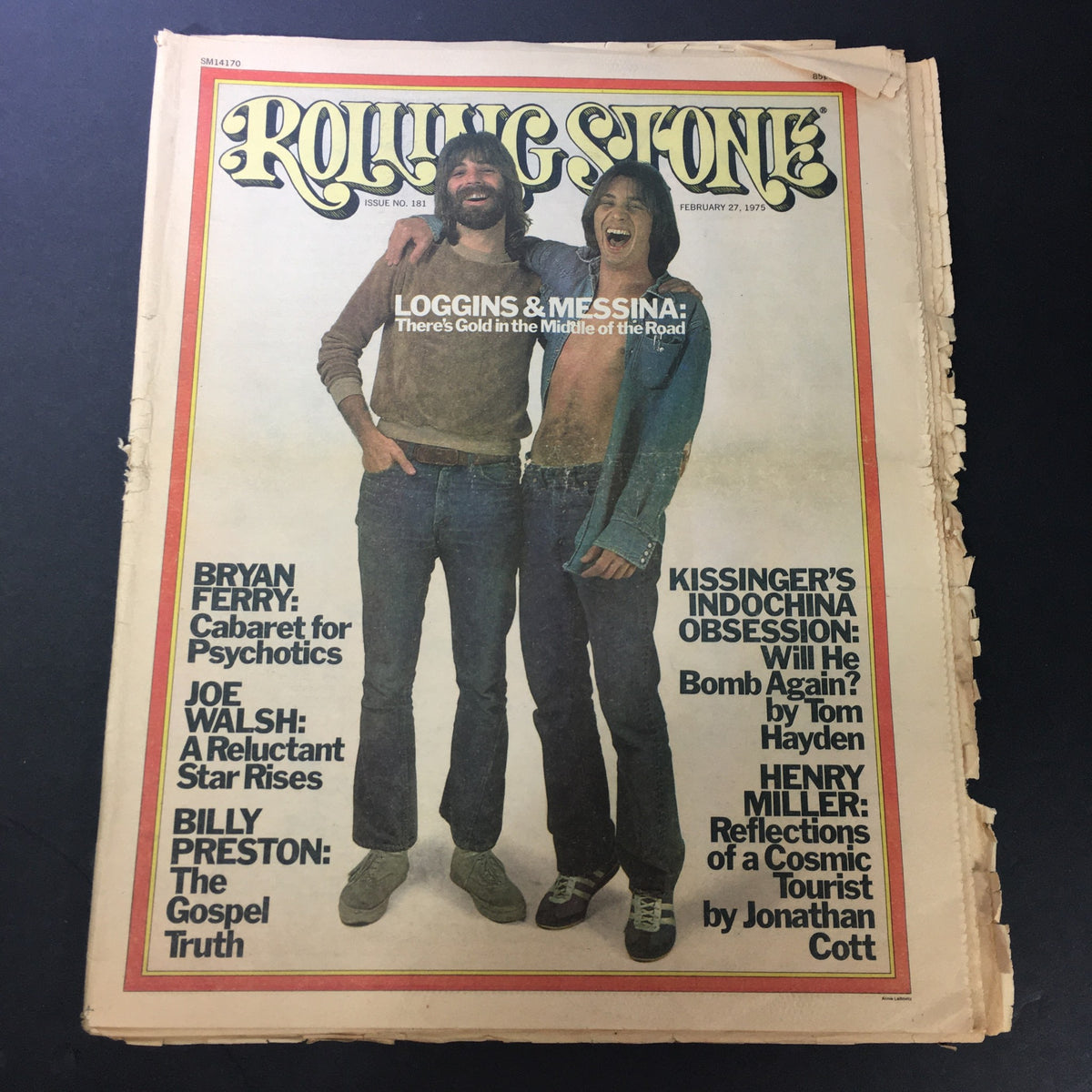 Vintage Rolling Stone magazine cover from February 27, 1975, featuring Kenny Loggins and Jim Messina, showcasing their musical collaboration and iconic style.