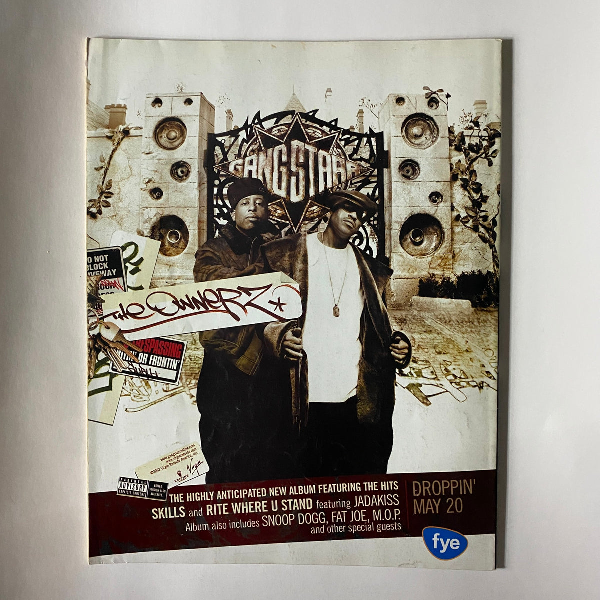 Cover of a promotional magazine featuring the album 'Gang Starr' with focus on the hip-hop duo, representing the diverse music landscape of its time.