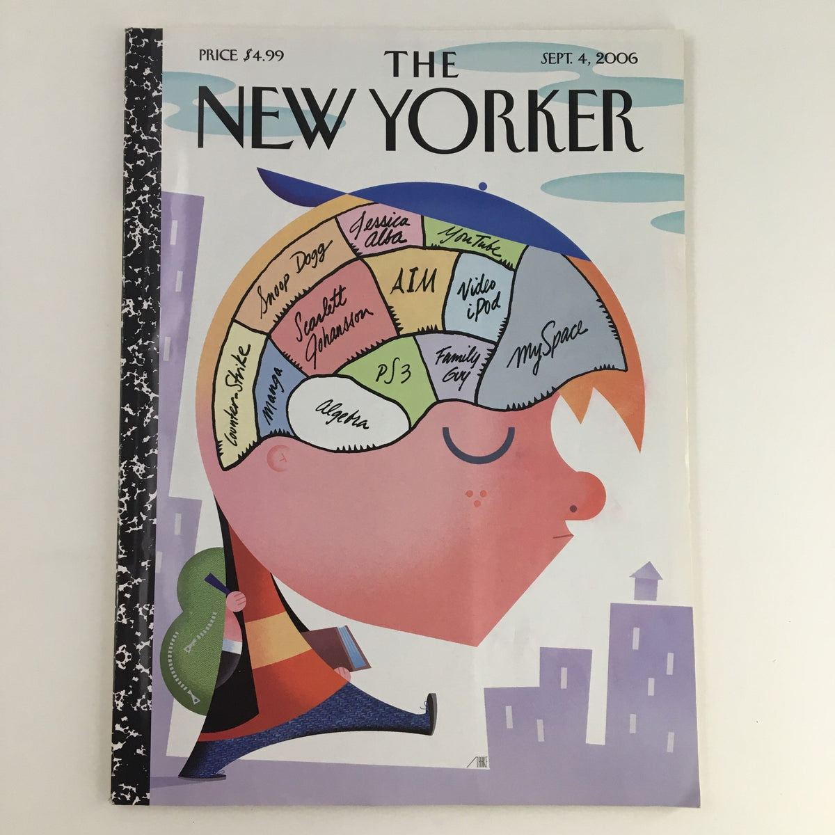 Cover of The New Yorker Magazine September 4, 2006 featuring Theme Art by Bob Staake, showcasing a colorful illustration of a boy's head with various trendy labels.
