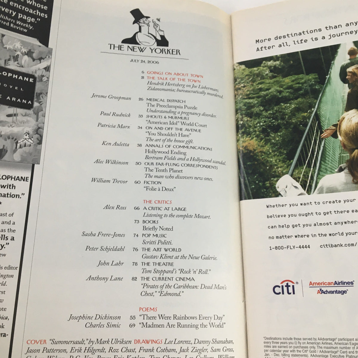 Interior page of The New Yorker Magazine July 24 2006 featuring listings and articles, showcasing the content and editorial style of the publication.