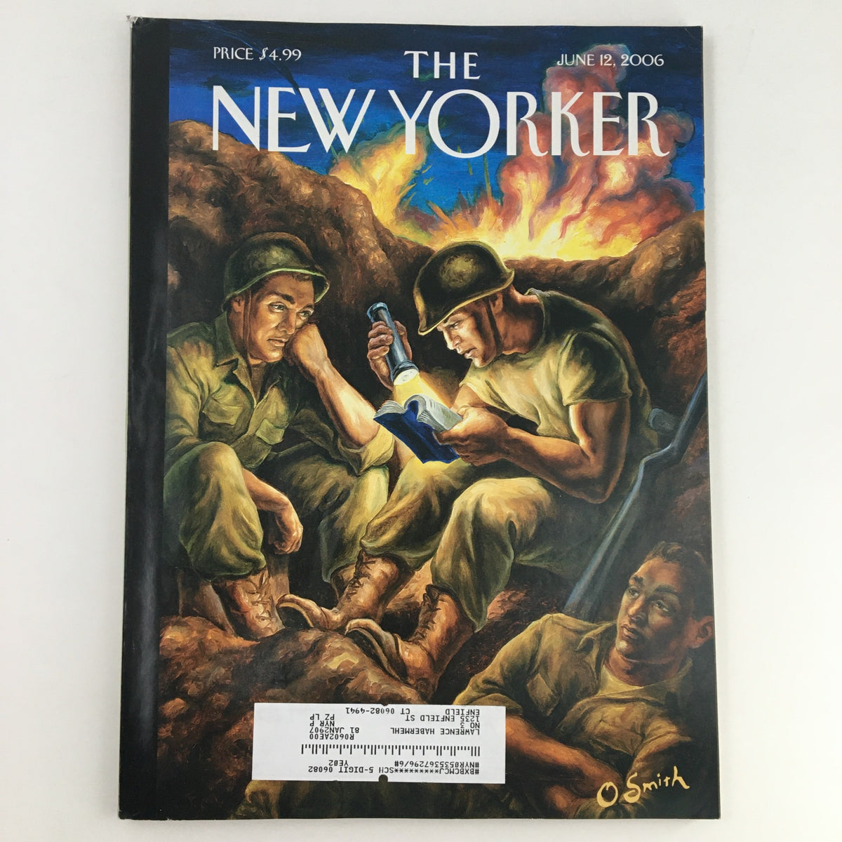 The New Yorker Magazine June 12 2006 featuring a cover art by Owen Smith, depicting soldiers reading a map in a wartime setting.
