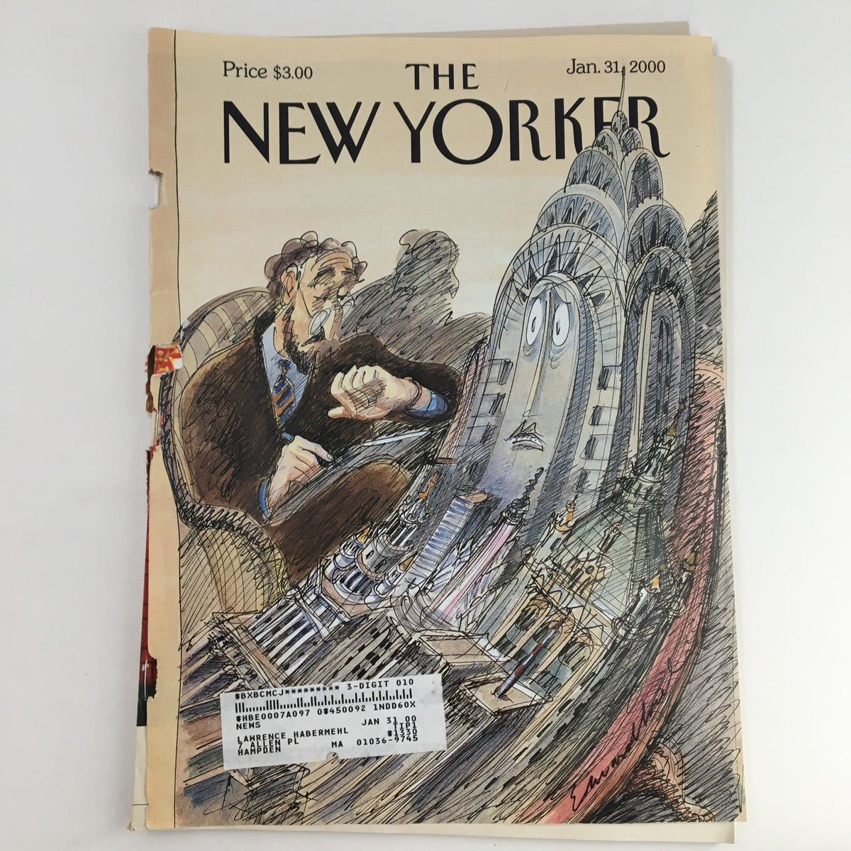 The New Yorker Magazine January 31 2000 cover featuring artwork by Edward Sorel, showcasing a unique illustration.