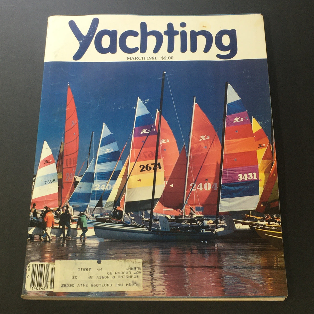 Cover of the VTG Yachting Magazine March 1981 featuring colorful sailboats and vibrant sails, showcasing the practical navigation insights by Stafford Campbell.