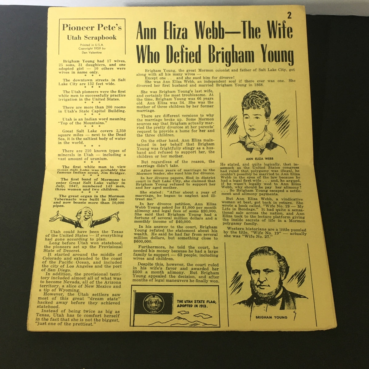 Vintage Pioneer Pete's Utah Scrapbook 1959 by Dan Valentine - Ann Eliza Webb