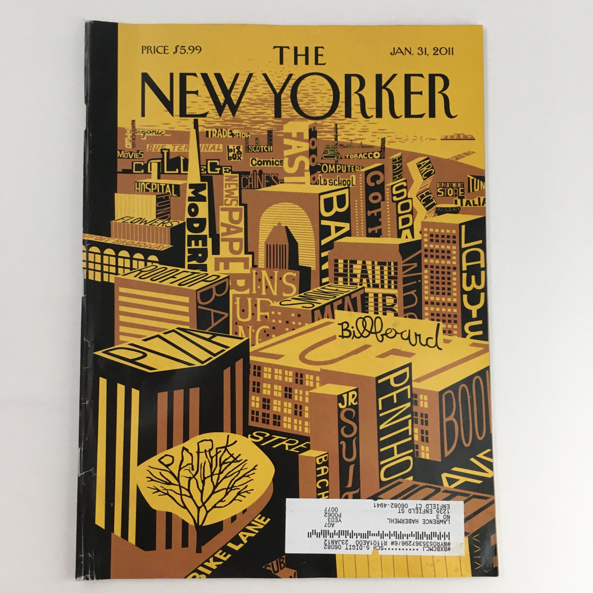 The New Yorker Magazine January 31 2011 cover featuring theme art by Frank Viva, showcasing urban landscapes and vibrant colors.