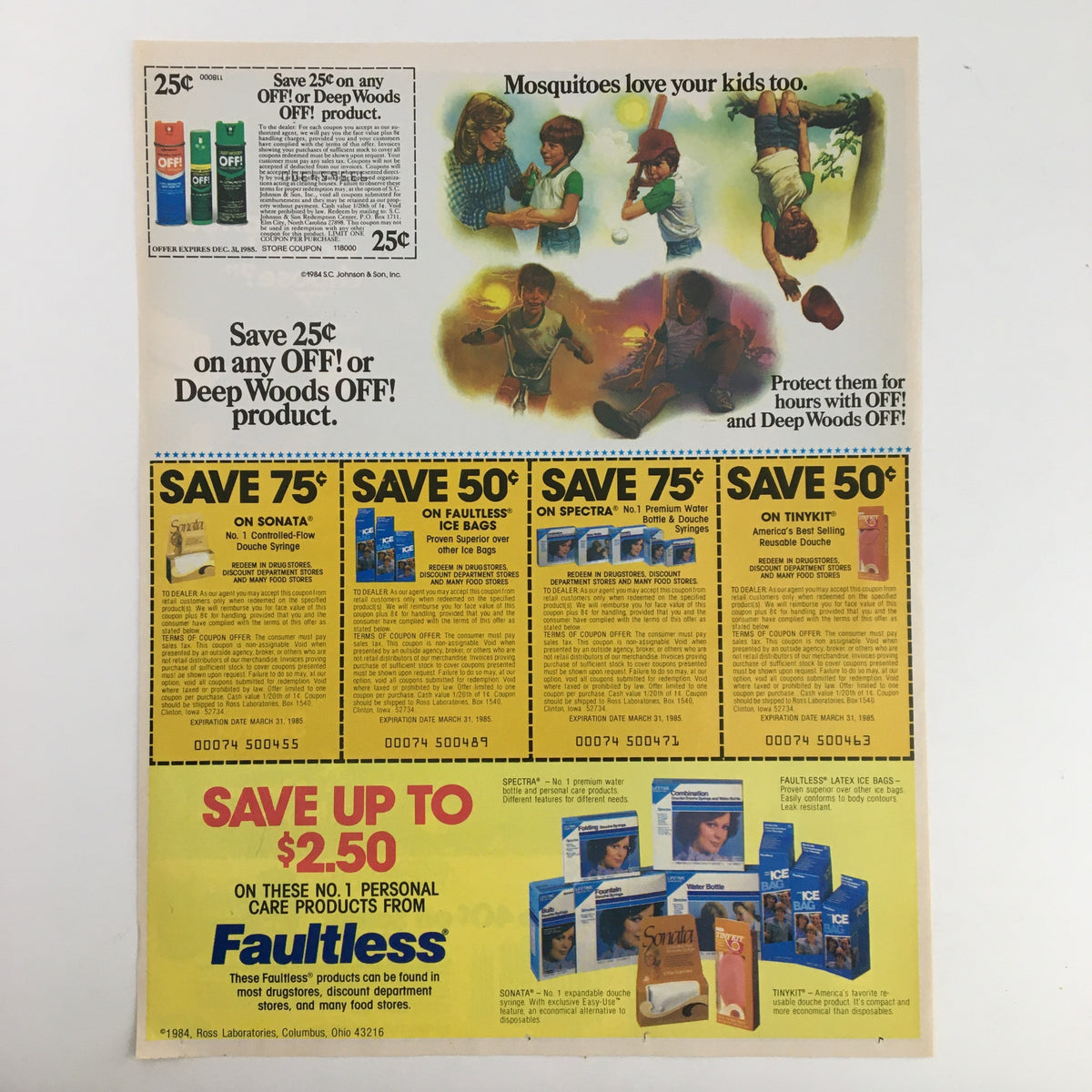 1984 Sanka Coffee feat. John Roskelley Circular Coupon Advertisement showcasing various coupons for products including Sanka Coffee, offering savings on multiple items, with images and pricing details.