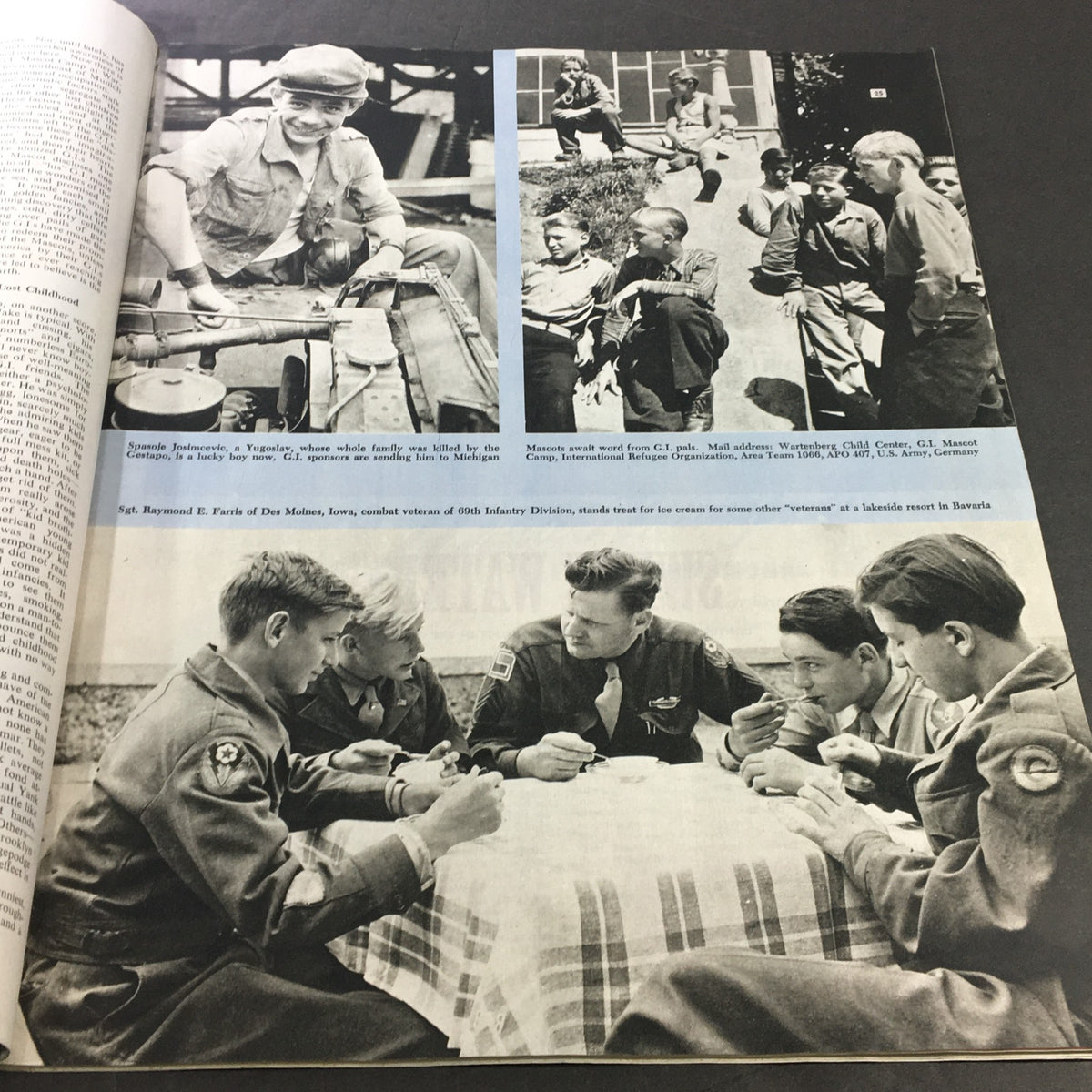 Image from VTG Collier's Magazine October 4 1947 with soldiers and their interactions, reflecting the post-war context explored in the issue.