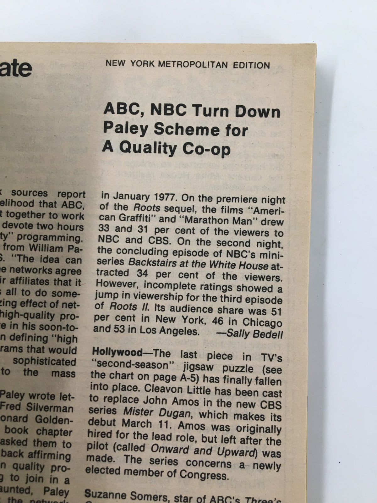 Text from TV Guide Magazine March 3, 1979, discussing ABC and NBC's programming strategies, part of the New York Metropolitan Edition.