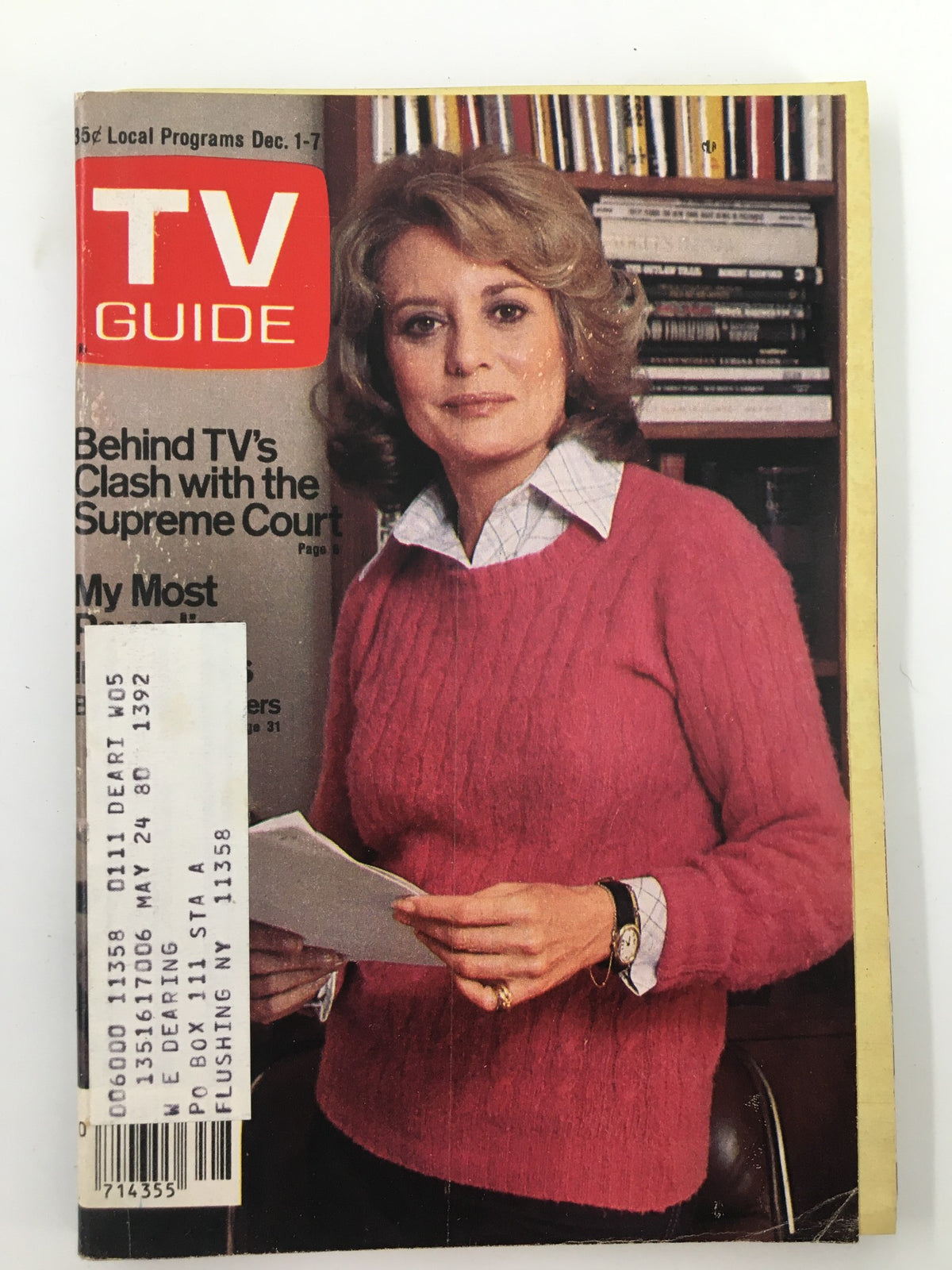 Cover of TV Guide Magazine dated December 1, 1979, featuring Barbara Walters, showcasing the title and local programs.