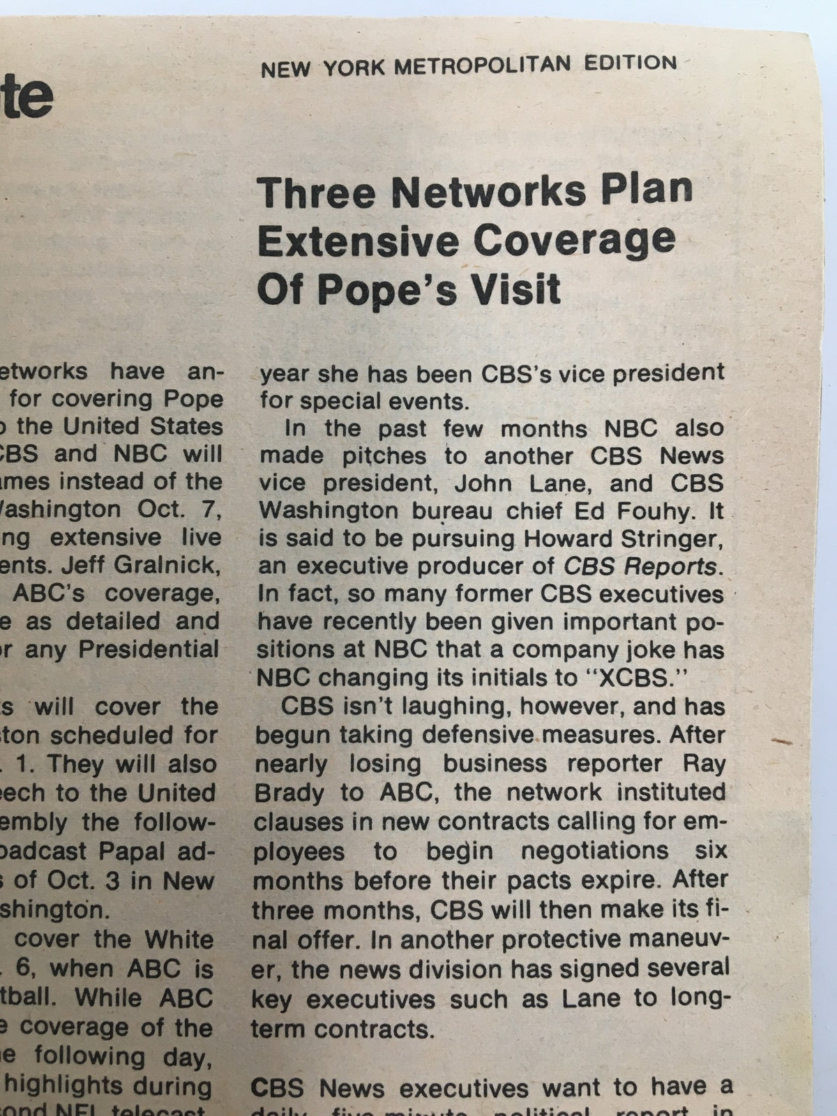 Article page from TV Guide Magazine September 29 1979 discussing extensive media coverage of Pope John Paul II's visit to the United States.