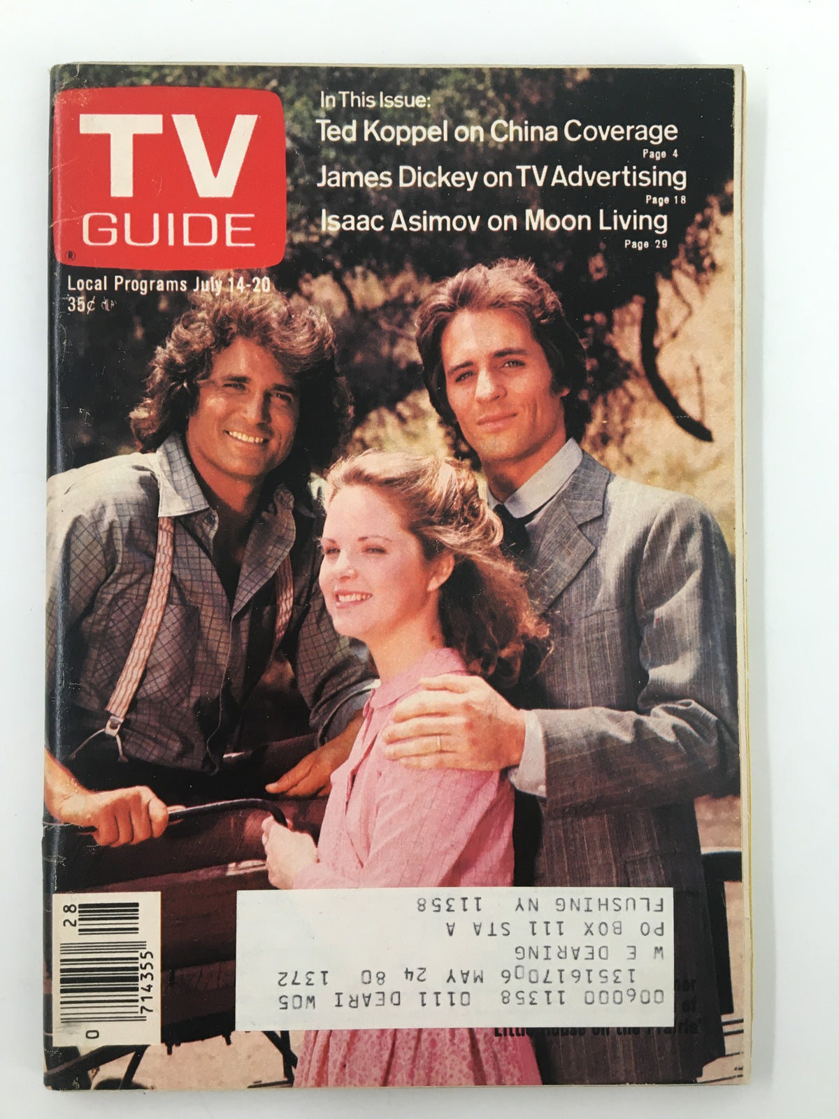 TV Guide Magazine July 14 1979 cover featuring Michael Landon and Linwood Boomer, highlighting classic television shows and retro entertainment.
