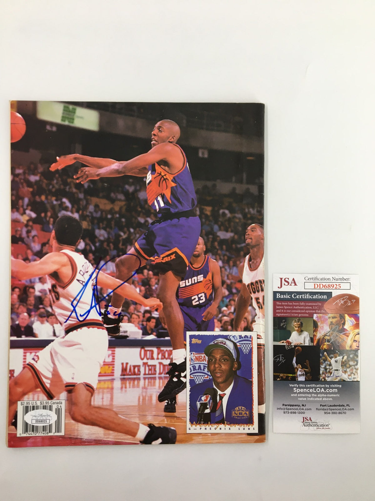 Wesley Person Beckett Basketball #57 April 1995 magazine cover featuring Wesley Person in action, autographed, and JSA Certified.
