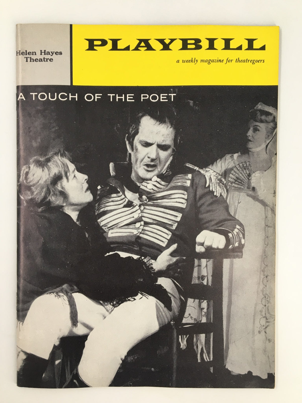 1959 Playbill featuring the production 'A Touch of The Poet' at the Helen Hayes Theatre, showcasing a dramatic scene with actors in historical costumes.