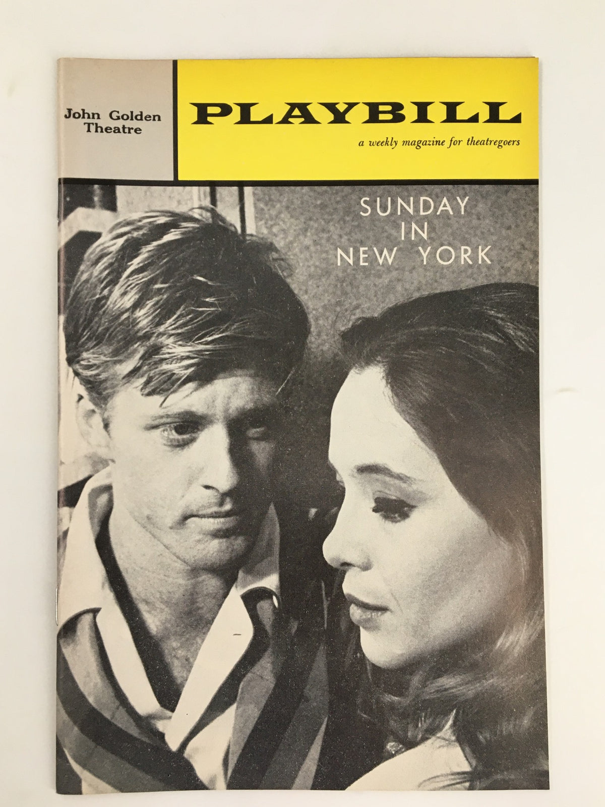 1962 Playbill for 'Sunday in New York' featuring Pat Stanley at the John Golden Theatre, showcasing classic Broadway design.