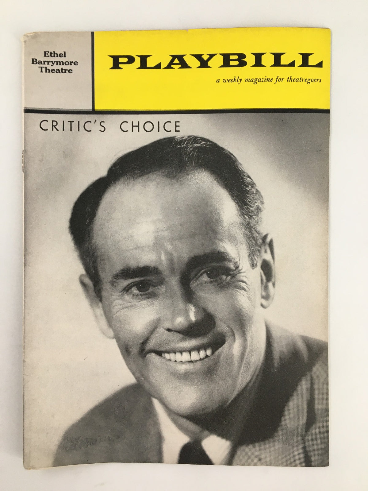 1960 Playbill featuring Henry Fonda in Critic's Choice, showcasing a vintage theater program from the Ethel Barrymore Theatre.