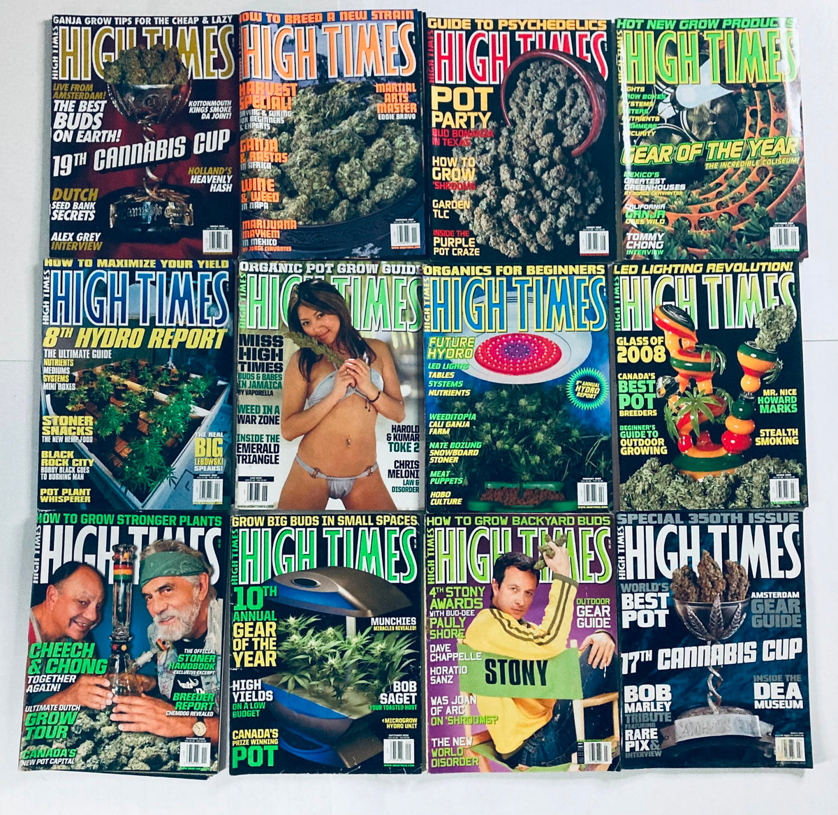 Lot of 53 90s and Early 2000-2007 High Times Magazine highlights, featuring articles on cannabis cultivation techniques and community events.