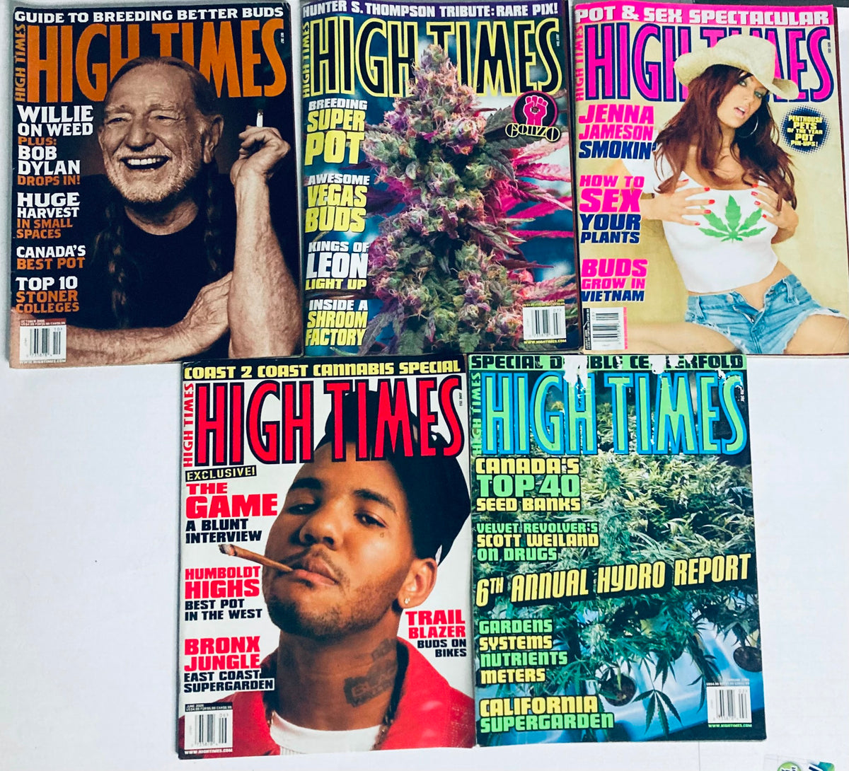 Lot of 53 90s and Early 2000-2007 High Times Magazine featuring unique interviews and cannabis-related articles.