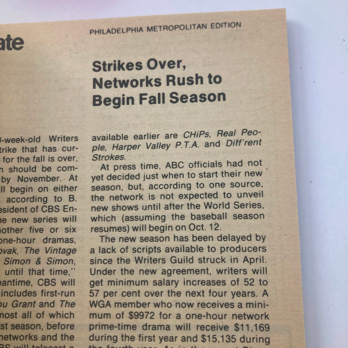 Inside page of TV Guide Magazine from July 25, 1981 discussing network strikes and TV programming, relevant to the era's television landscape.