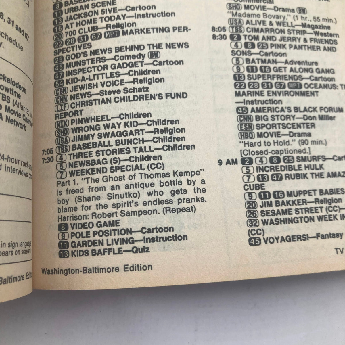 TV Guide Magazine May 4 1985 featuring a detailed listing of shows and programming for the Washington-Baltimore edition, including children's shows and movies.