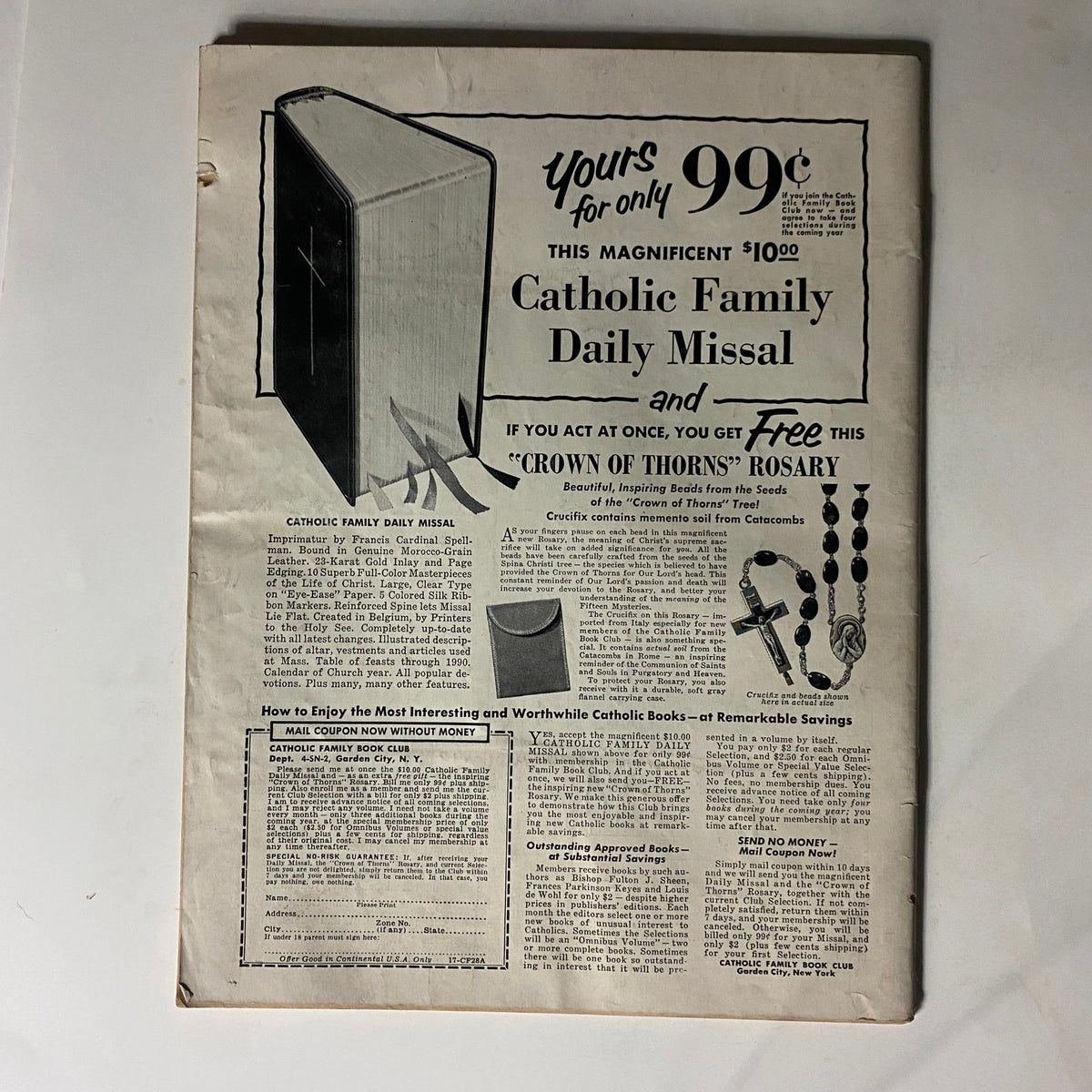 Back cover advertisement from the February 1964 issue of 'The Sign', promoting a Catholic Family Daily Missal available for 99 cents.