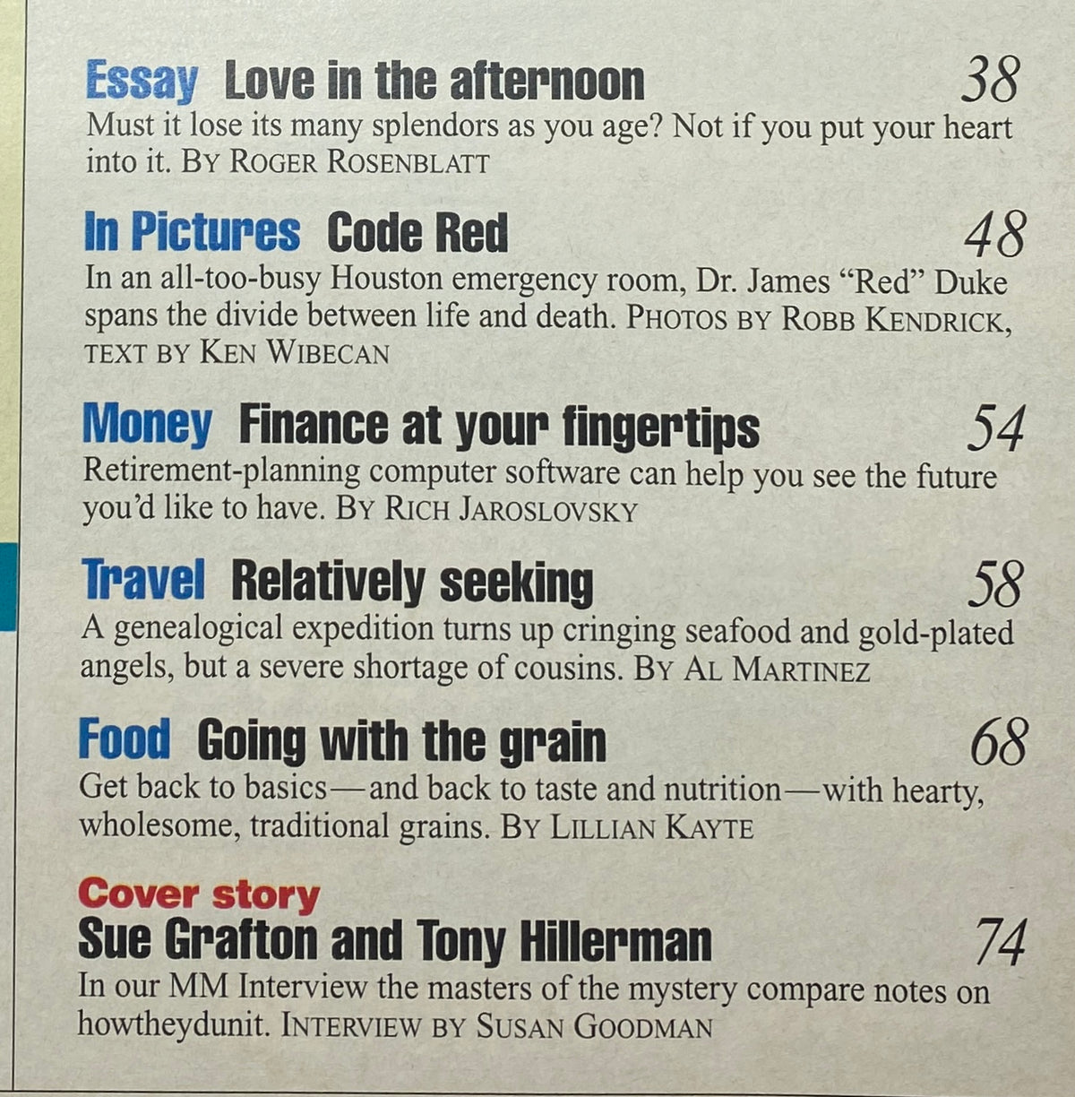 Modern Maturity Magazine July-August 1995 Tony Hillerman and Sue Grafton