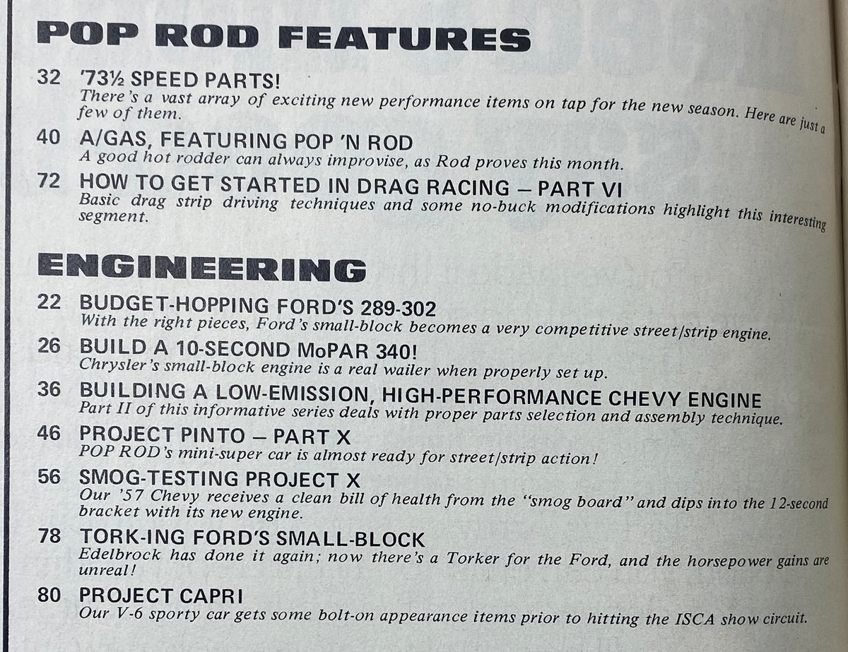 Popular Hot Rodding Magazine February 1973 Super-Tuning Project X No Label