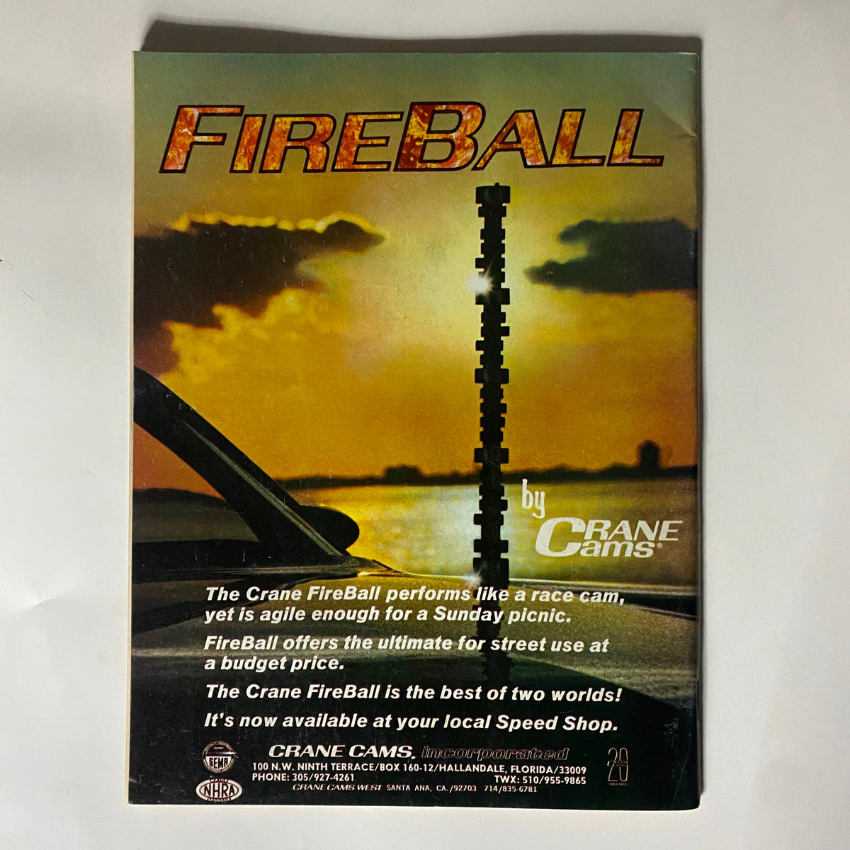 Advertisement for the Crane FireBall by Crane Cams, featured in Popular Hot Rodding Magazine April 1973, emphasizing performance and versatility for racing and casual driving.